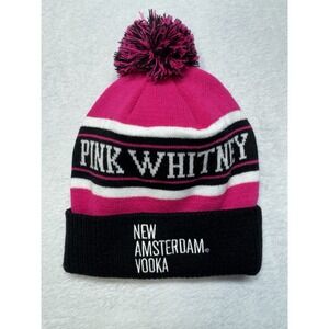 Pink Whitney White Soft Knit Pom Beanie Stocking Cap New Amsterdam Vodka